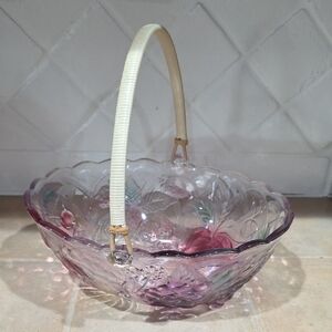 Elegant Glass Fruit Basket with Handle